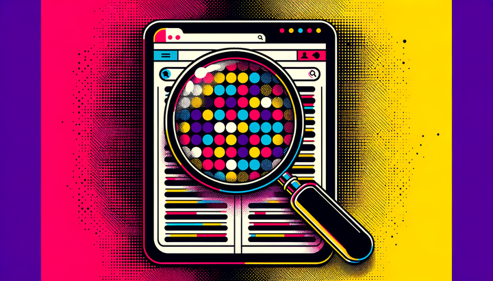 Pop art illustration of search results with fading sponsored labels and magnifying glass revealing hidden advertisements