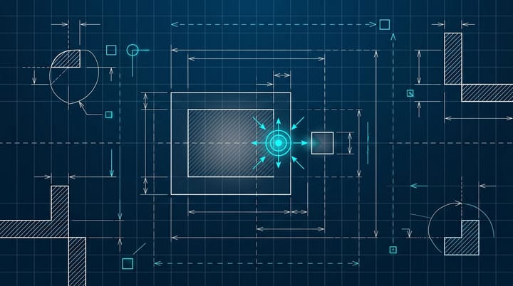 Blueprint-style technical diagram of a Bing Copilot search answer with the cited text dimmed out and only a tiny superscript citation number highlighted as the new click target.
