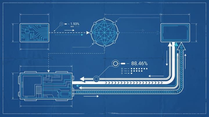 Blueprint-style schematic showing ChatGPT Reddit retrieval channel feeding context but not citations, with 1.93% citation rate and 88.46% search index rate marked.