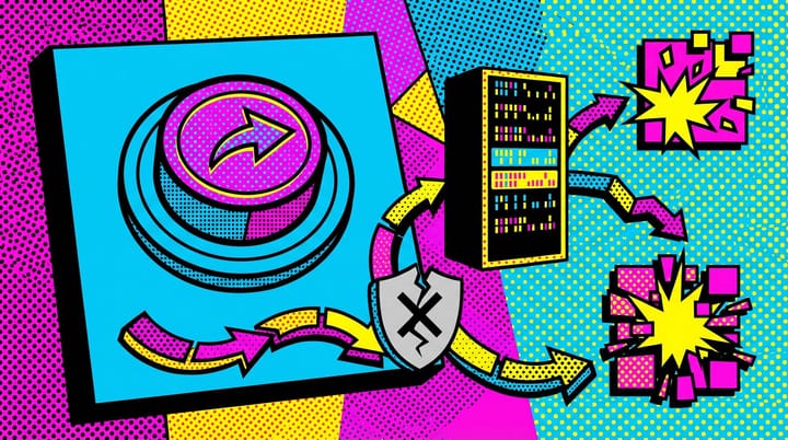 Pop art illustration of a one-click CAPI button sending conversion data from server to server while browser ad blockers are bypassed