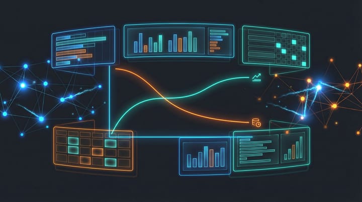 Dark data visualization showing channel attribution bars and incrementality test results across YouTube and Meta spend