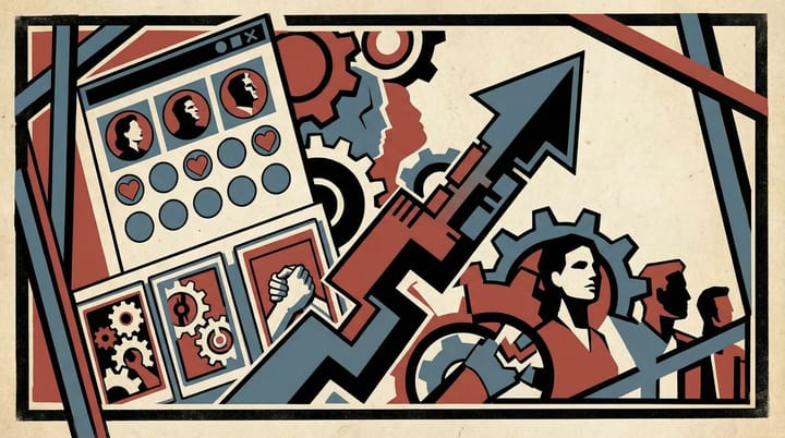 Bold poster illustration of creative mood board collage replacing traditional signup forms