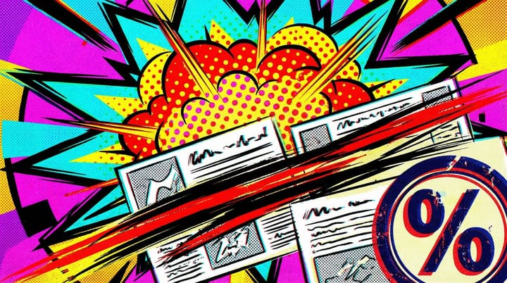 Pop art illustration of a news page with slashed-out keywords like SHOOTING and PANDEMIC and a bold 54% stamp, showing keyword blocklist waste on Reuters brand-safe content