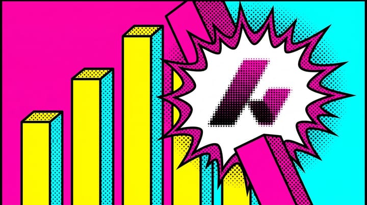 Pop art bar chart showing three rising bars labeled Google, Meta, and Amazon next to one falling bar labeled AdSense, with $150B headline in comic style halftone.