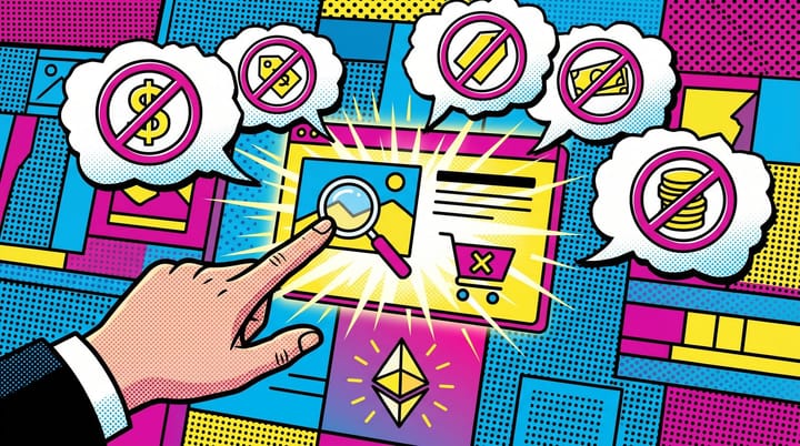 Pop art illustration of a Google Ads dashboard with a glowing AI Brief preview pane, plain English instruction notes, and the Gemini sparkle icon