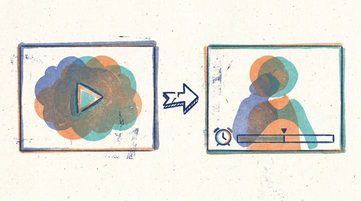 Instagram Reels cover thumbnail and first frame side by side with mismatch indicator and skip rate gauge above 50 percent, risograph print style