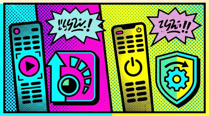 Pop-art split-screen of TV remotes labeled YouTube and Netflix facing off, a 100B counter on YouTube side, a CAPI badge on Netflix side, halftone Upfront CPM speech bubbles